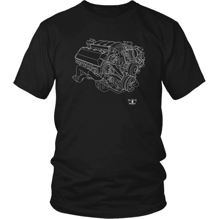 Ford Mustang Boss 302 V8 Engine Blueprint Illustration Series T-shirt