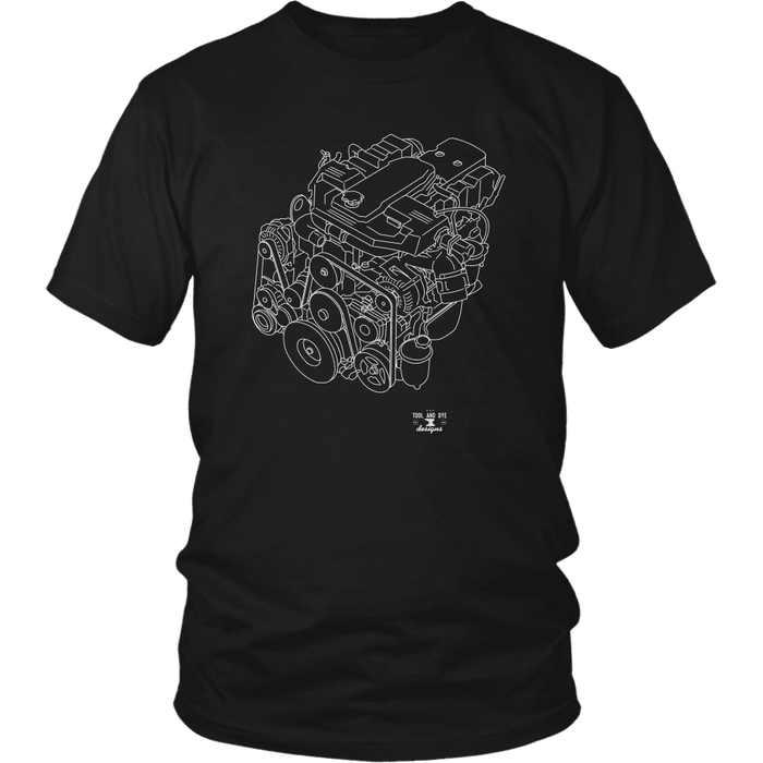 Truck engine like a Cummins Turbo Diesel 6.7 Engine Blueprint Illustration Series T-shirt