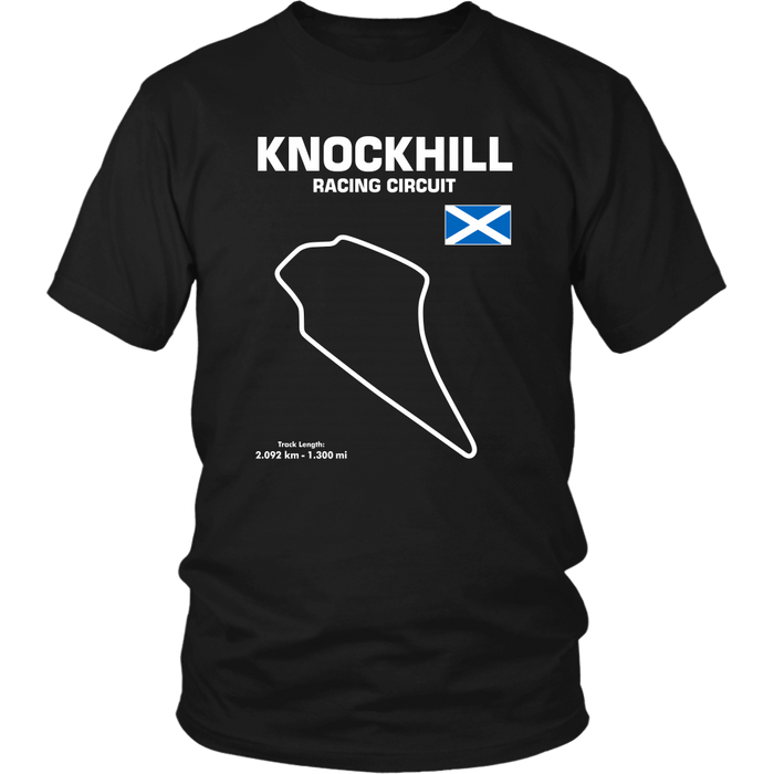 Knockhill Racing Circuit Scotland Racetrack Outline Series T-shirt and Hoodie