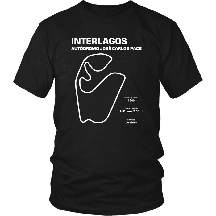 Interlagos Autódromo José Carlos Pace Brazilian F1 Track Outline Series T-shirt