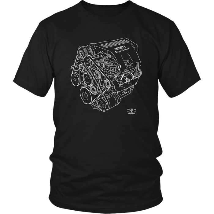 L67 Series 2 3800 Supercharged GM Engine Blueprint Series T-shirt