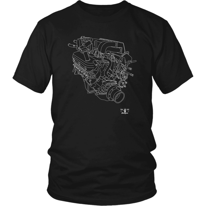 Ford 302 Boss V8 Engine Blueprint Illustration Series T-shirt