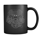 Ford Mustang Coyote 5.0 Engine Blueprint Illustration Coffee Mug