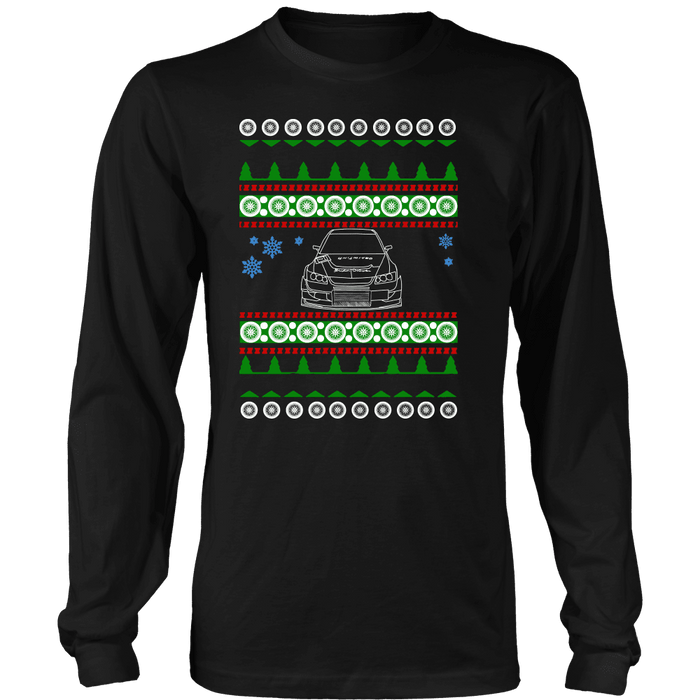 Lancer Evo Voltex front Ugly Christmas Sweater, hoodie and long sleeve t-shirt sweatshirt