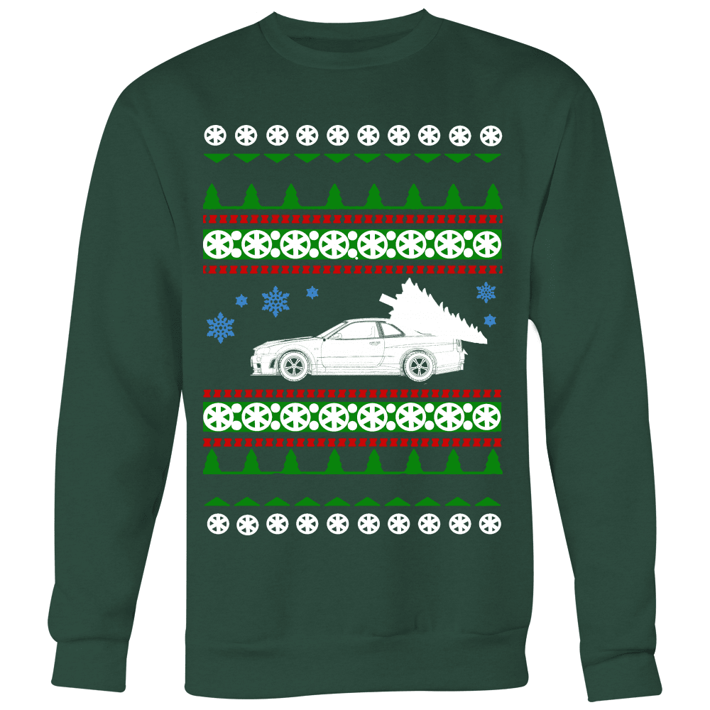 nissan r34 gtr skyline ugly christmas sweater