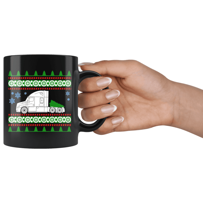 Freightliner Cascadia Semi Truck Ugly Christmas Sweater Mug