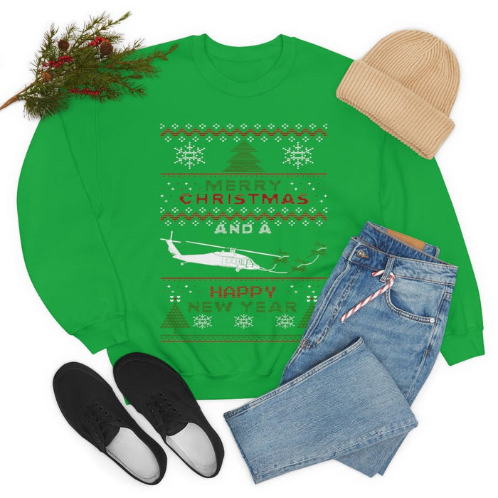 Military Helicopter Blackhawk Ugly Christmas Sweater Sweatshirt