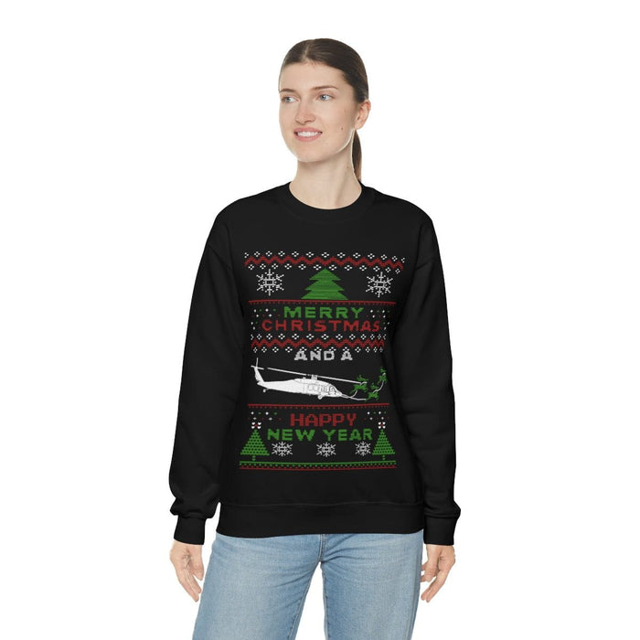 Military Helicopter Blackhawk Ugly Christmas Sweater Sweatshirt