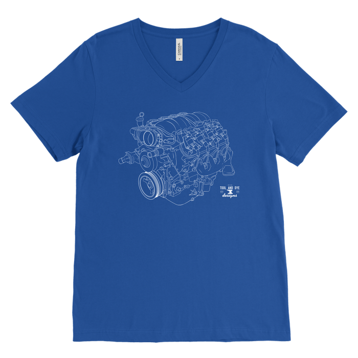 LS Engine Blueprint Outline Series V-neck T-shirt