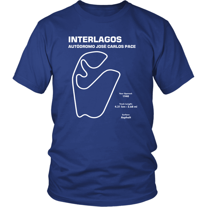 Interlagos Autódromo José Carlos Pace Brazilian F1 Track Outline Series T-shirt