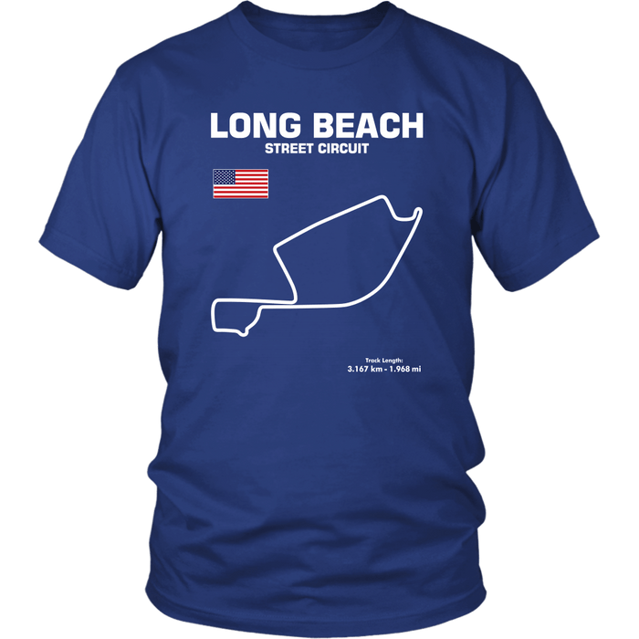 Long Beach California Street Circuit Race track outline series t-shirt and hoodie