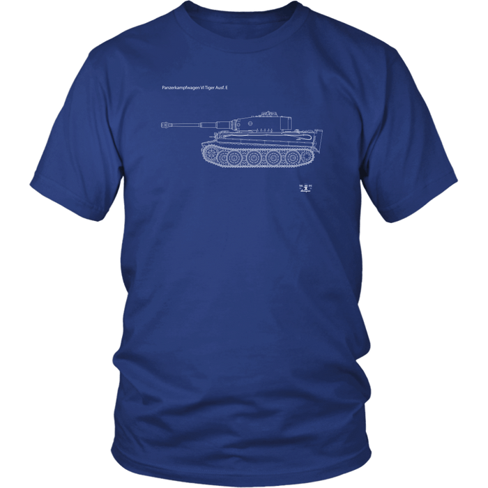 Tank Blueprint Tiger 1 Panzerkampfwagen VI Tiger Ausf. E T-shirt and Hoodie