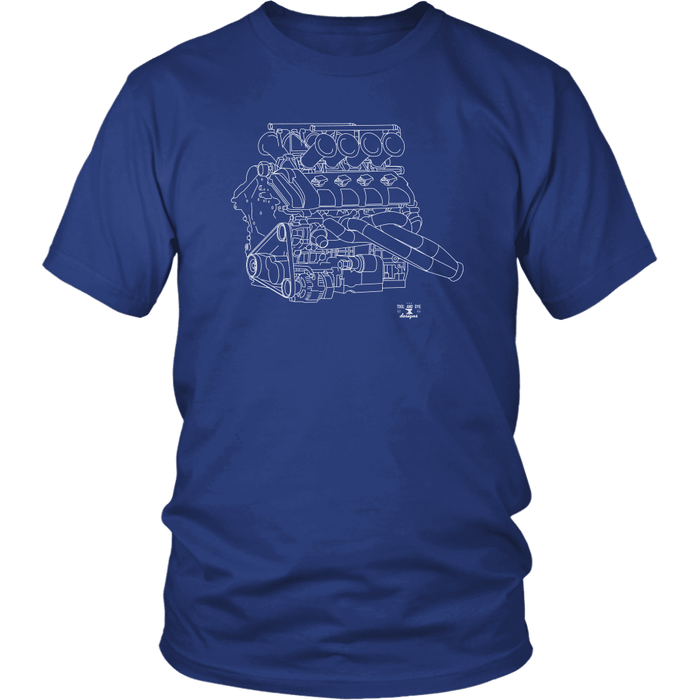 Volvo V8 Race Engine Blueprint Illustration Series T-shirt