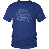 Volvo V8 Race Engine Blueprint Illustration Series T-shirt