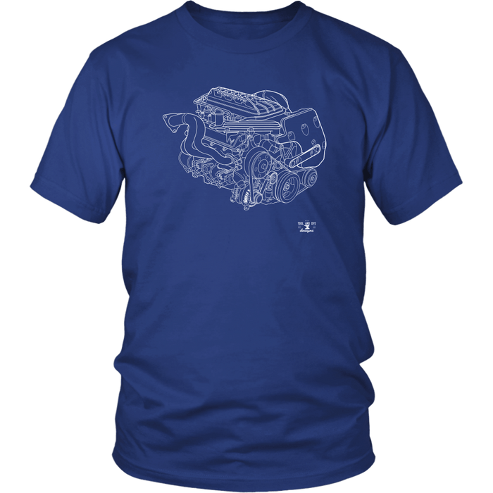 Engine Blueprint Series GM Corvette C8 LT2 V8 T-shirt and Hoodie