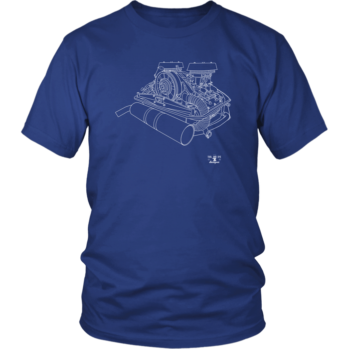 V2 Engine Blueprint Series Air Cooled Engine Blueprint Illustration Series t-shirt