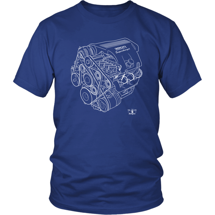 L67 Series 2 3800 Supercharged GM Engine Blueprint Series T-shirt