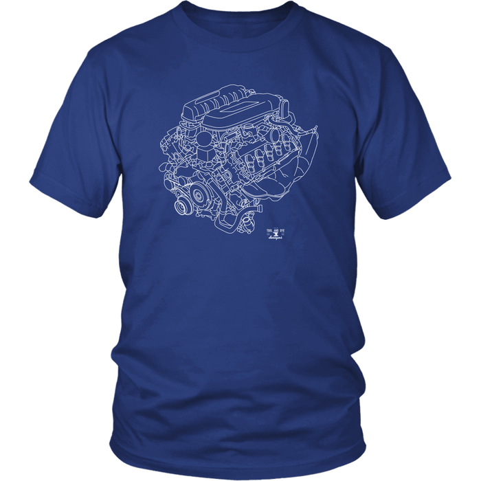 Audi R8 V10 Engine Blueprint Illustration Series T-shirt