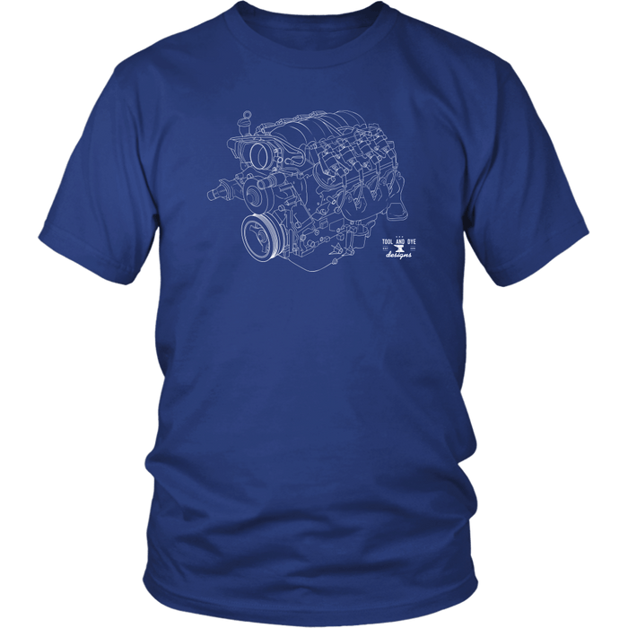 Engine Blueprint Series LS engine V8 T-shirt and Hoodie version 3