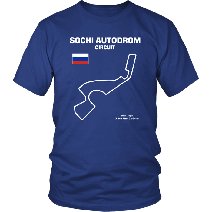 Sochi Autodrom Circuit Track Outline Series T-shirt and Hoodie