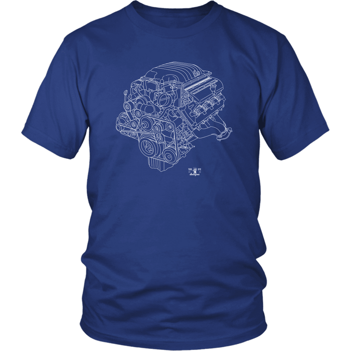 Engine Blueprint Illustration Series like a Demon T-shirt