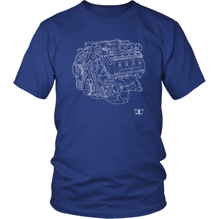 Engine Blueprint Series 2013 2014 Trinity 5.8L V8 Ford Mustang GT500 T-shirt and Hoodie