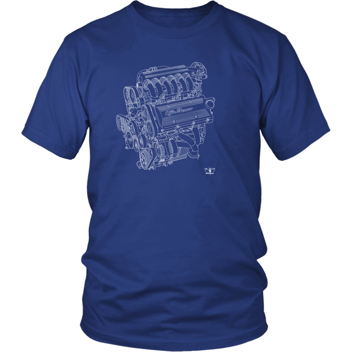 Engine Blueprint Series V6 Alfa Romeo T-shirt and Hoodie