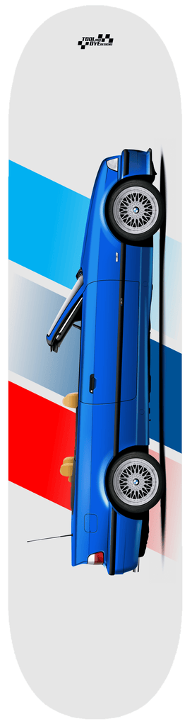 Car Art E36 M3 Estoril Blue Convertible Skateboard Deck V6