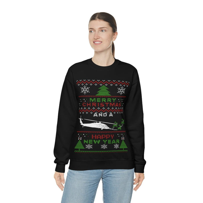 Copy of Military Helicopter Blackhawk Ugly Christmas Sweater Sweatshirt monster digital