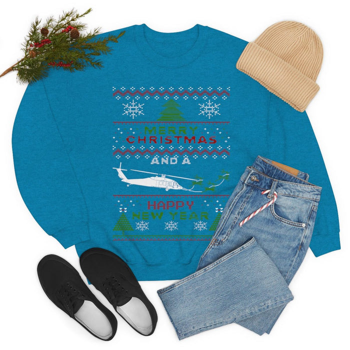 Military Helicopter Blackhawk Ugly Christmas Sweater Sweatshirt