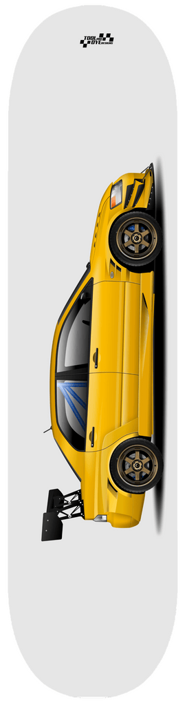 Car Art Mitsubishi Lancer Evolution Skateboard Deck 7-ply Hard Rock Canadian Maple Yellow V2