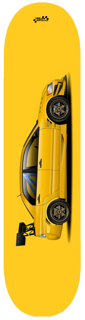 Car Art Mitsubishi Lancer Evolution Skateboard Deck 7-ply Hard Rock Canadian Maple Yellow V1