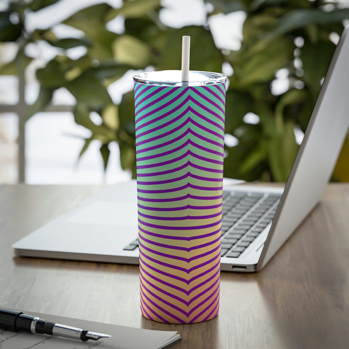 Abstract Design Stainless Steel Tumbler with Straw, 20oz