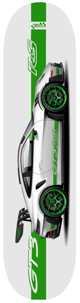 Car Art 992 GT3RS "Tribute to Carrera RS" Skateboard Deck 7-ply Hardrock Canadian Maple White V2