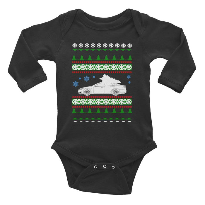 Tesla Model S Infant onesie Ugly christmas "sweater"