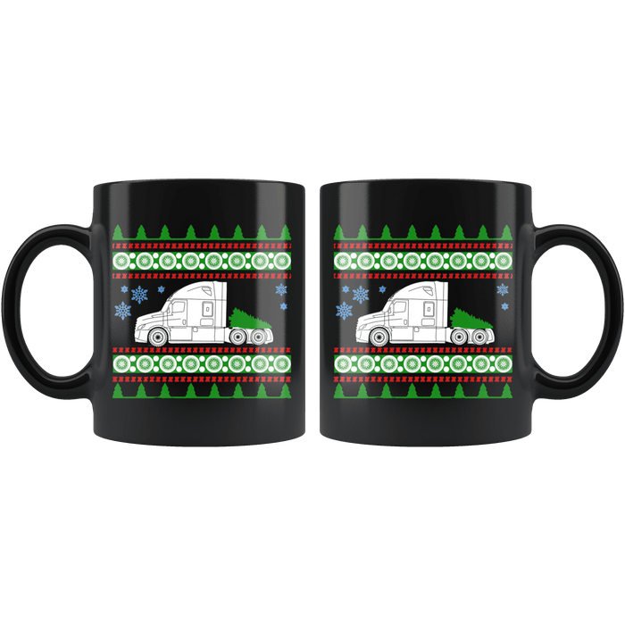 Freightliner Cascadia Semi Truck Ugly Christmas Sweater Mug