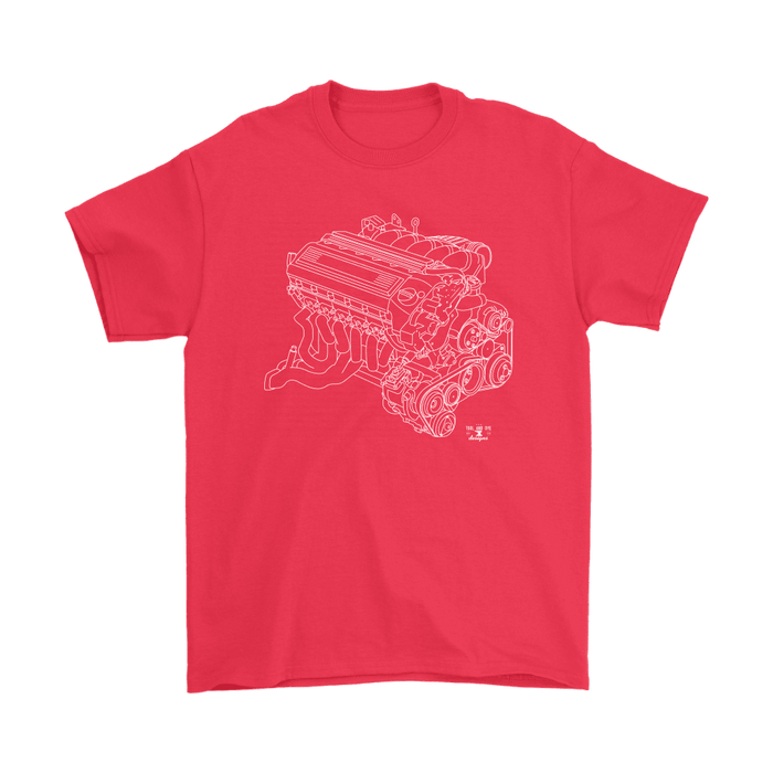 BMW E36 M3 S50 Engine Blueprint Illustration T-shirt