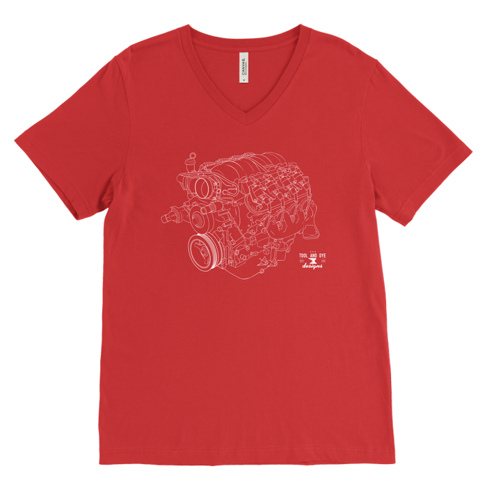 LS Engine Blueprint Outline Series V-neck T-shirt