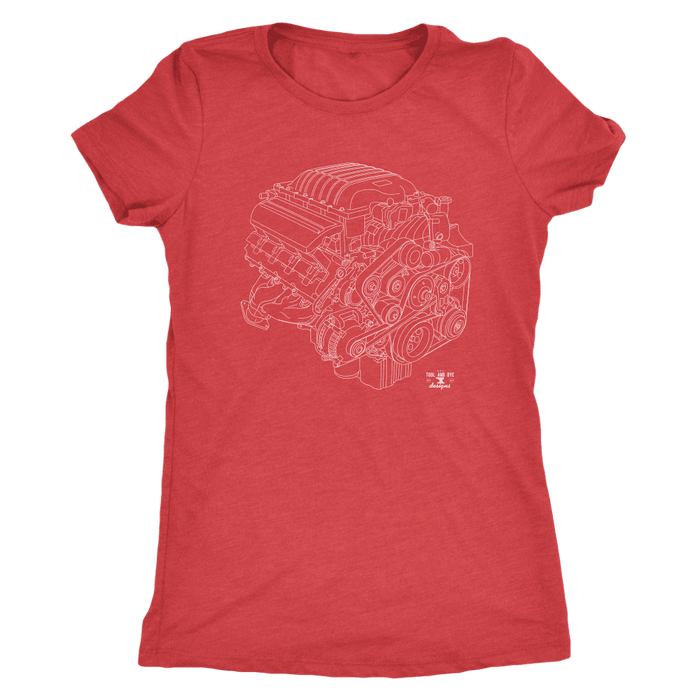 Engine Blueprint T-shirt like a 6.2L Hellcat  Illustration