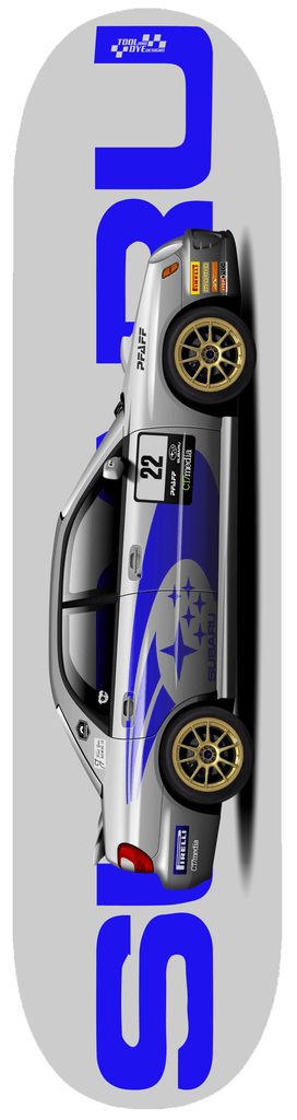 Car Art Silver Subie Racecar Skateboard Deck 7-ply Canadian Hard Rock Maple STI V2
