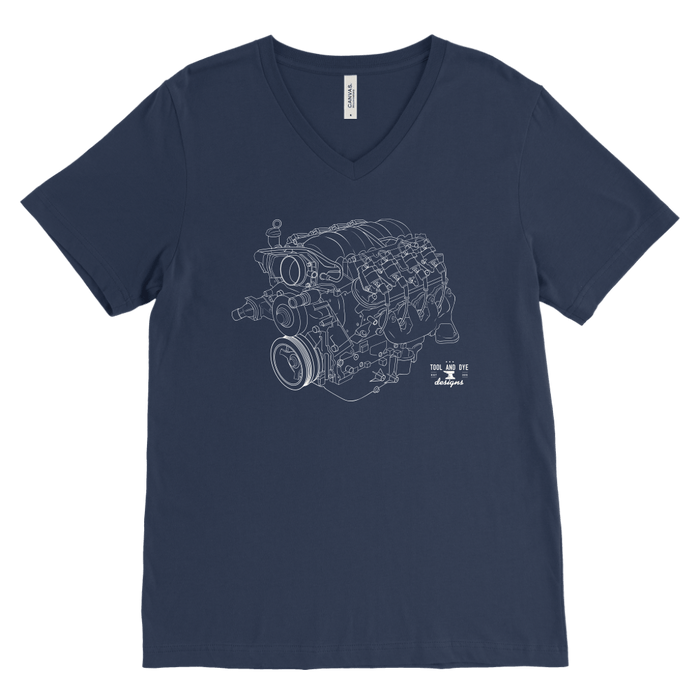 LS Engine Blueprint Outline Series V-neck T-shirt