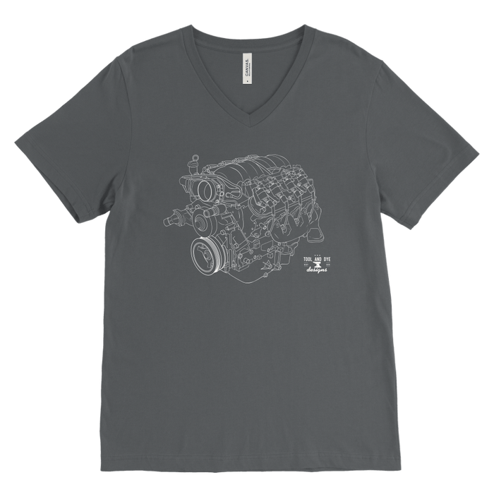 LS Engine Blueprint Outline Series V-neck T-shirt