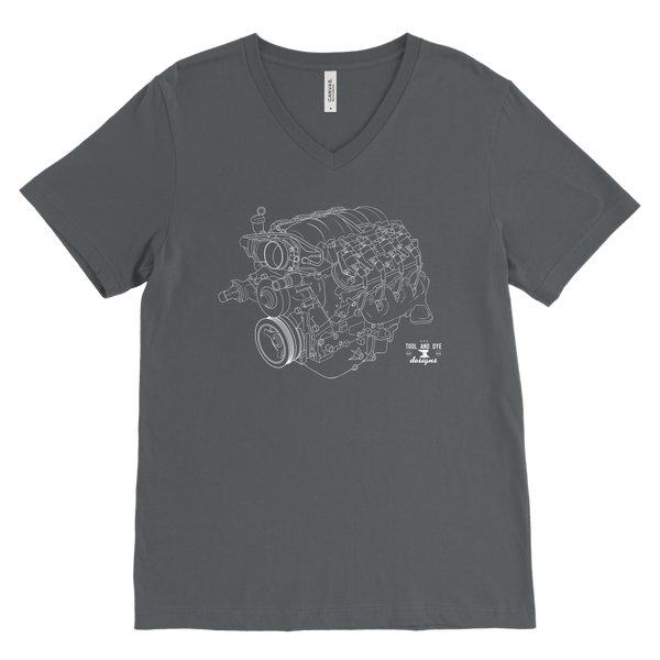 LS Engine Blueprint Outline Series V-neck T-shirt
