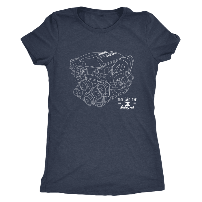 Nissan SR20DET Engine Blueprint Illustration Series T-shirt mens and womens