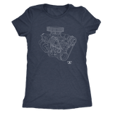 Small Block Chevy SBC Engine Blueprint Illustration T-shirt