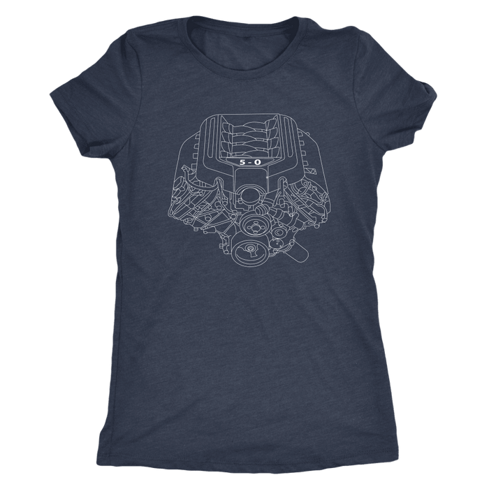 Engine Blueprint Illustration t-shirt Coyote Ford Mustang 5.0