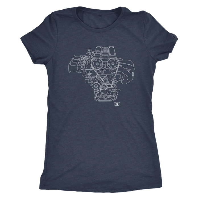 Toyota 4AGE Engine Blueprint Illustration t-shirt mens and womens