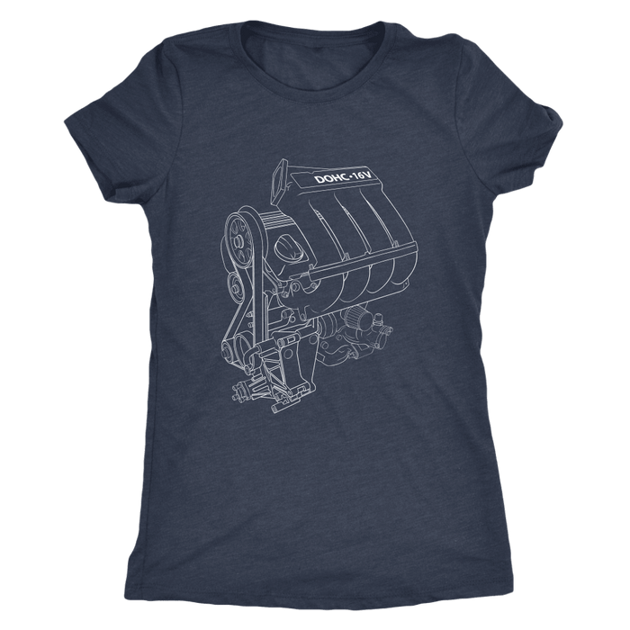 german car engine 16V engine blueprint illustration t-shirt mens and womens