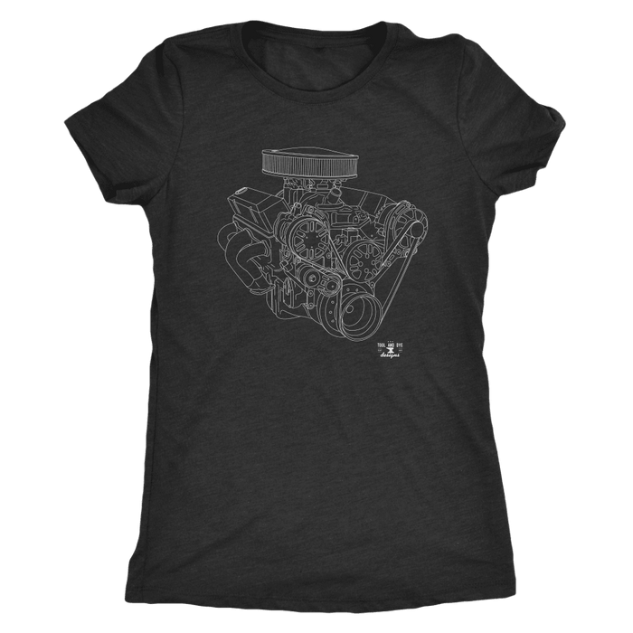 Small Block Chevy SBC Engine Blueprint Illustration T-shirt