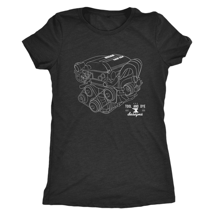 Nissan SR20DET Engine Blueprint Illustration Series T-shirt mens and womens